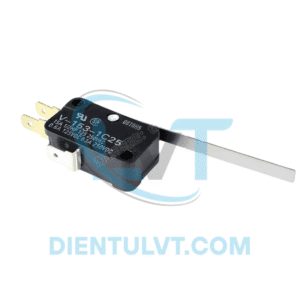 Công tắc hành trình V154-1A5 dạng cần gạt nhỏ, vỏ nhựa đen.