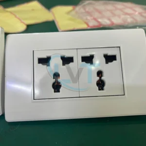 Ổ cắm đôi 3 chấu – Ổ cắm điện 2 vị trí có tiếp địa