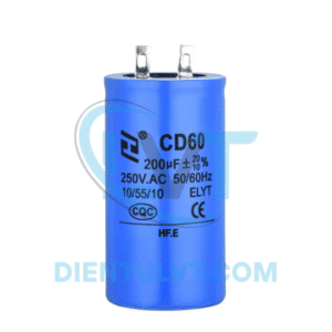 Tụ điện CD60 400uF 450VAC, vỏ nhựa, lõi điện giải, dùng khởi động động cơ, máy bơm.